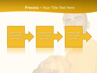 A Man In A Yellow Shirt Holding A Pumpkin PowerPoint Template