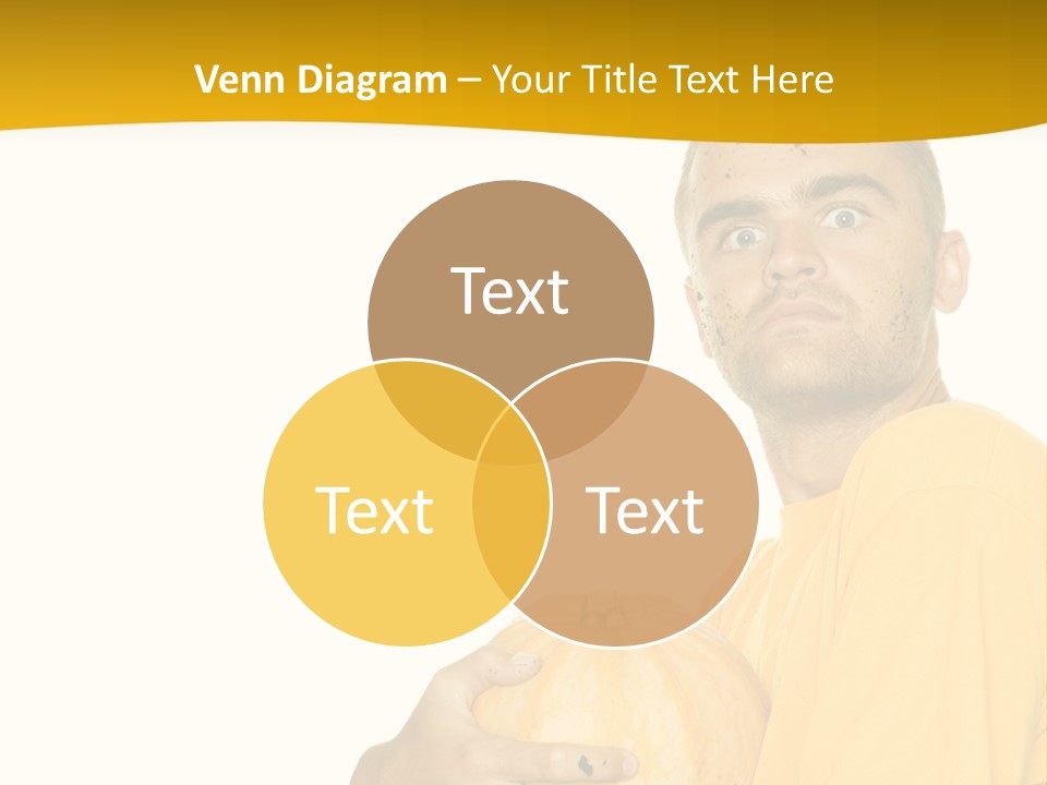 A Man In A Yellow Shirt Holding A Pumpkin PowerPoint Template