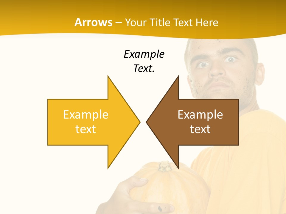 A Man In A Yellow Shirt Holding A Pumpkin PowerPoint Template
