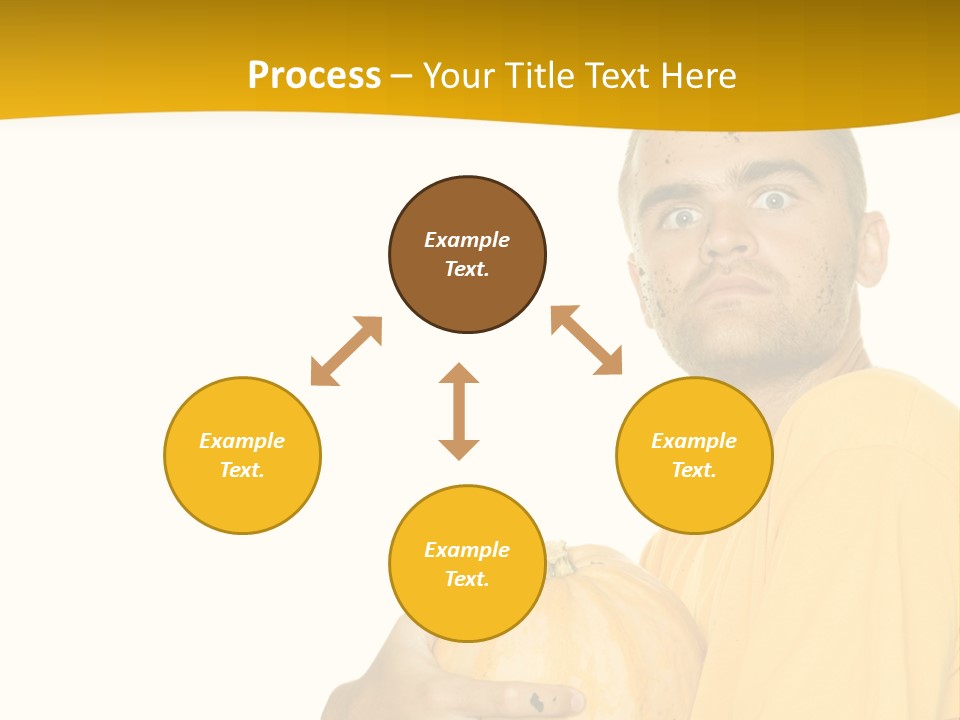 A Man In A Yellow Shirt Holding A Pumpkin PowerPoint Template