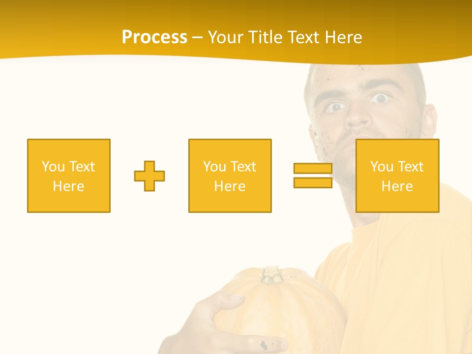 A Man In A Yellow Shirt Holding A Pumpkin PowerPoint Template