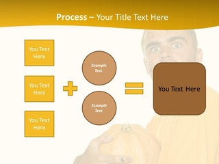 A Man In A Yellow Shirt Holding A Pumpkin PowerPoint Template