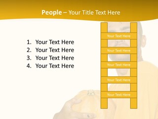 A Man In A Yellow Shirt Holding A Pumpkin PowerPoint Template