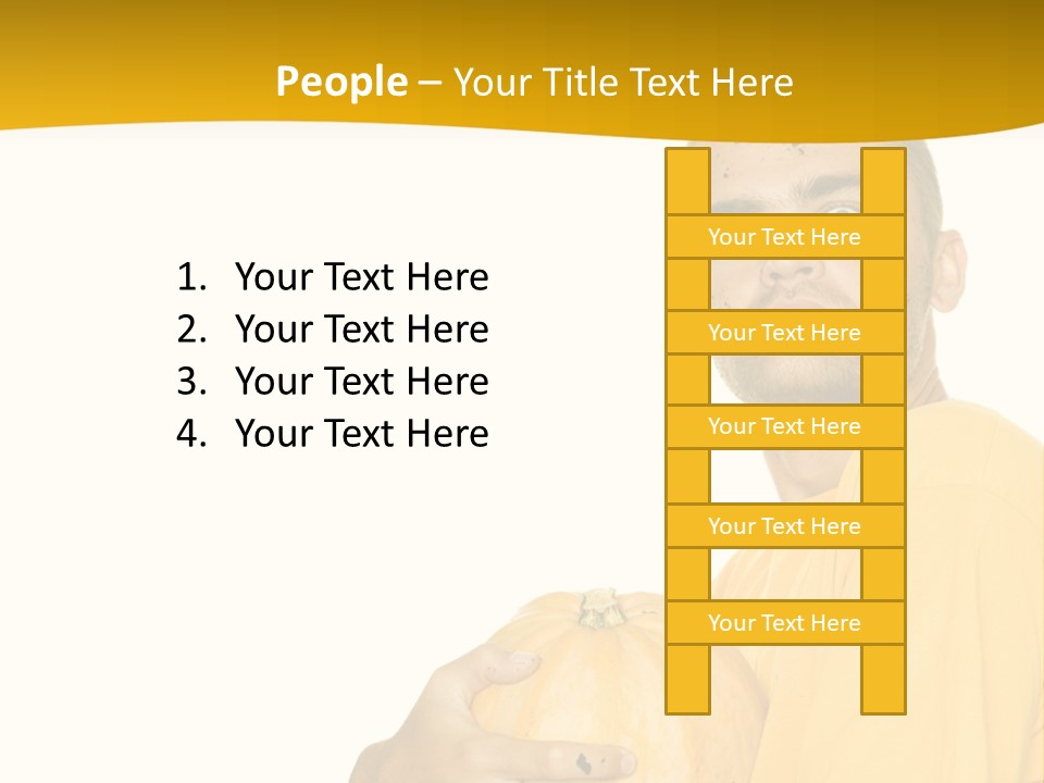A Man In A Yellow Shirt Holding A Pumpkin PowerPoint Template