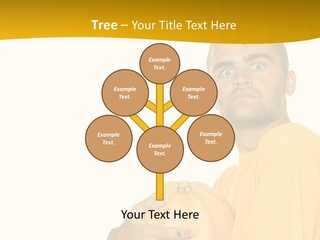 A Man In A Yellow Shirt Holding A Pumpkin PowerPoint Template