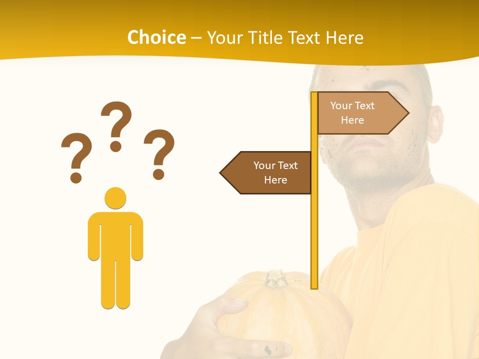 A Man In A Yellow Shirt Holding A Pumpkin PowerPoint Template