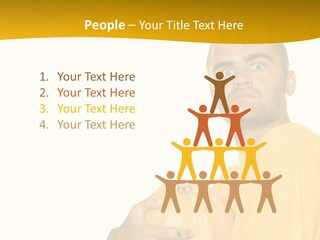 A Man In A Yellow Shirt Holding A Pumpkin PowerPoint Template