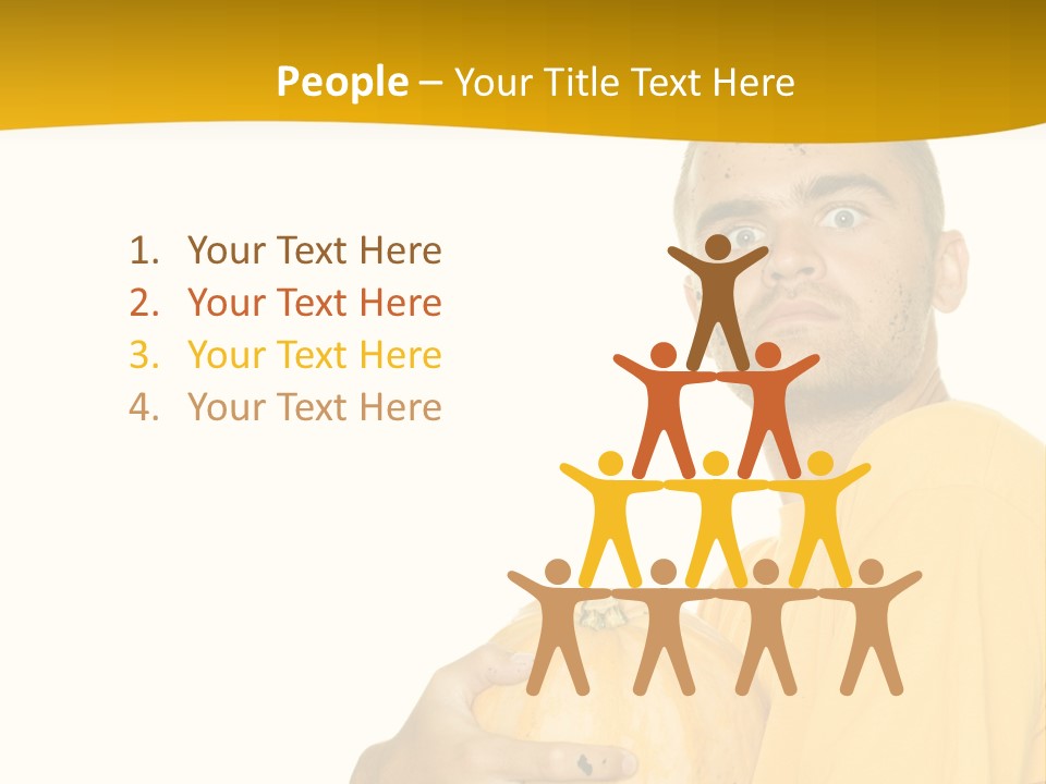 A Man In A Yellow Shirt Holding A Pumpkin PowerPoint Template