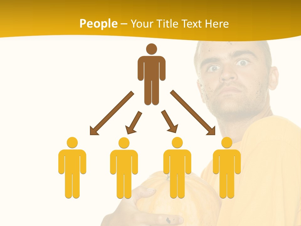 A Man In A Yellow Shirt Holding A Pumpkin PowerPoint Template