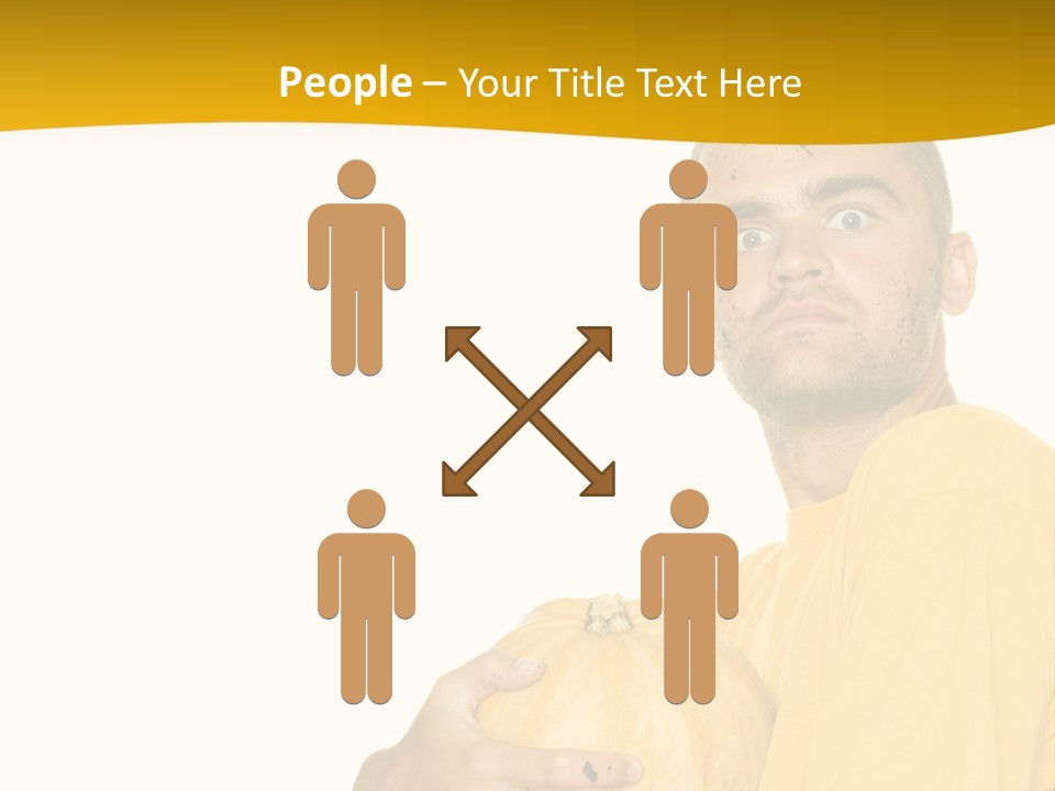 A Man In A Yellow Shirt Holding A Pumpkin PowerPoint Template