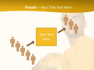 A Man In A Yellow Shirt Holding A Pumpkin PowerPoint Template
