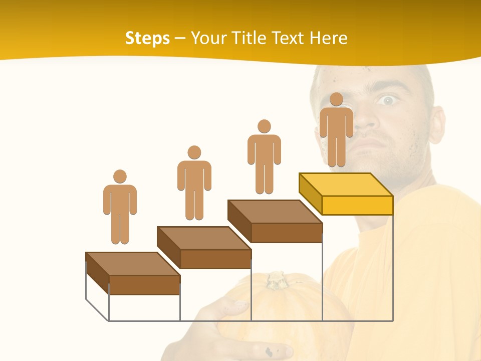 A Man In A Yellow Shirt Holding A Pumpkin PowerPoint Template
