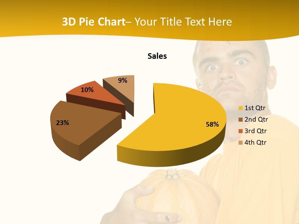 A Man In A Yellow Shirt Holding A Pumpkin PowerPoint Template