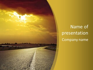 A Road With The Sun Shining Through The Clouds PowerPoint Template