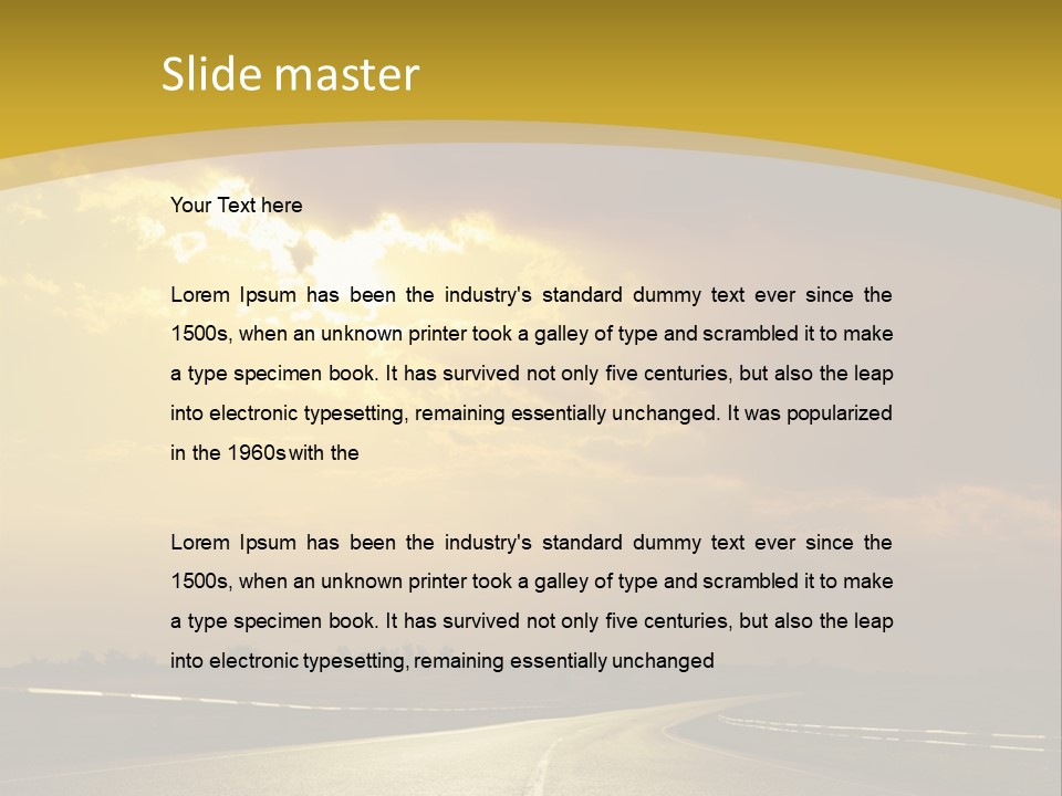 A Road With The Sun Shining Through The Clouds PowerPoint Template