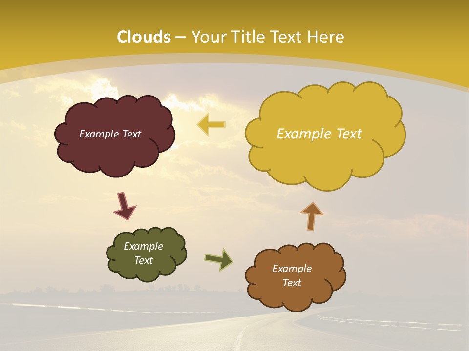 A Road With The Sun Shining Through The Clouds PowerPoint Template