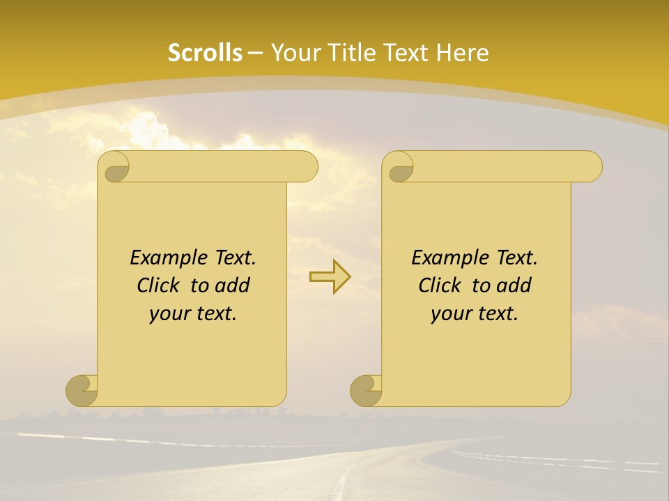 A Road With The Sun Shining Through The Clouds PowerPoint Template
