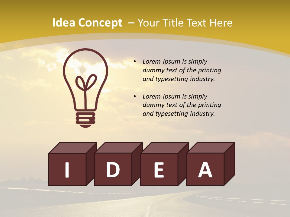 A Road With The Sun Shining Through The Clouds PowerPoint Template