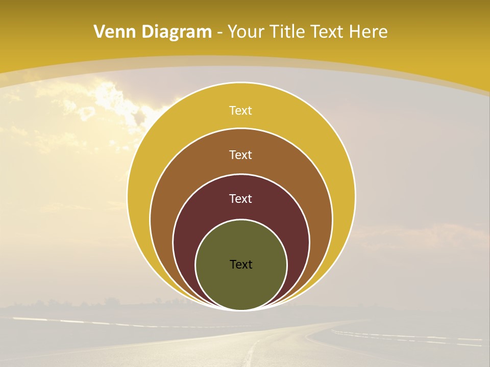 A Road With The Sun Shining Through The Clouds PowerPoint Template