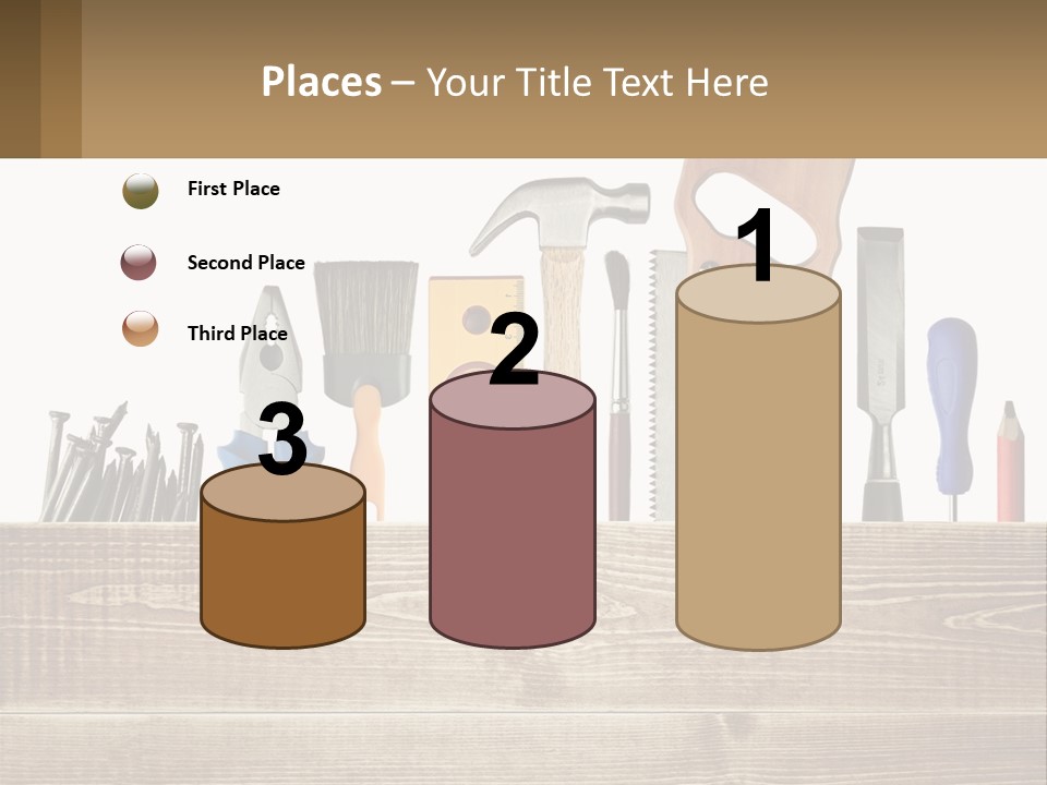 A Bunch Of Tools On A Wooden Table PowerPoint Template