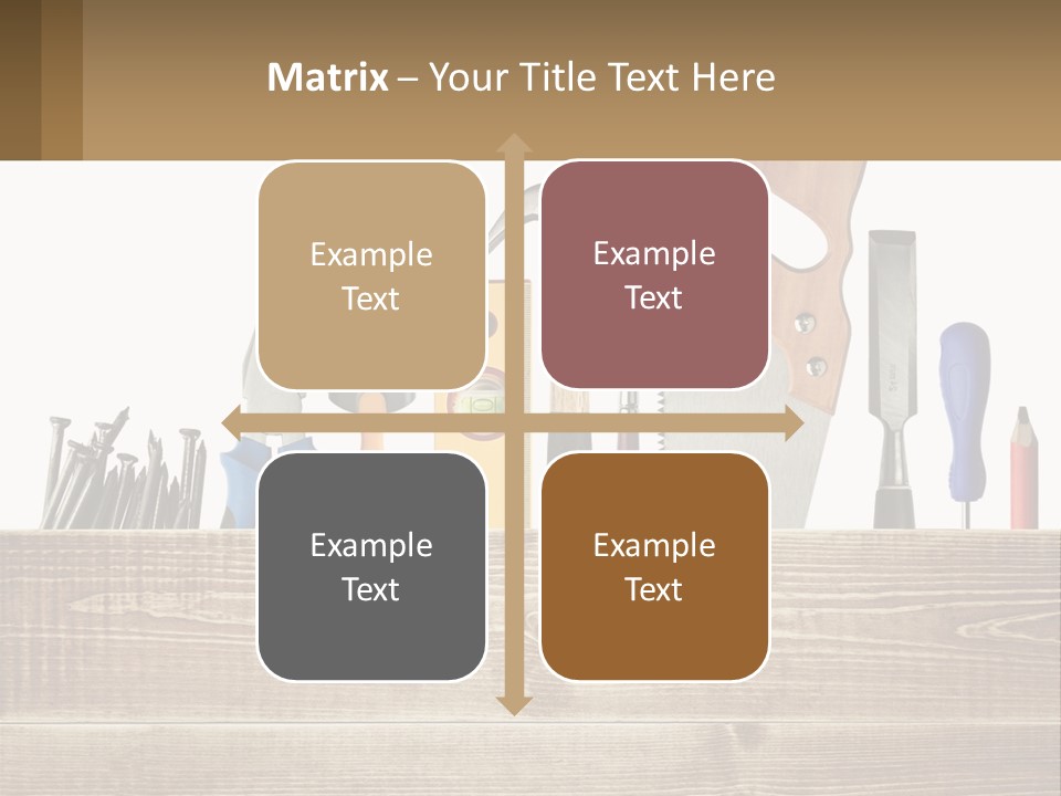A Bunch Of Tools On A Wooden Table PowerPoint Template
