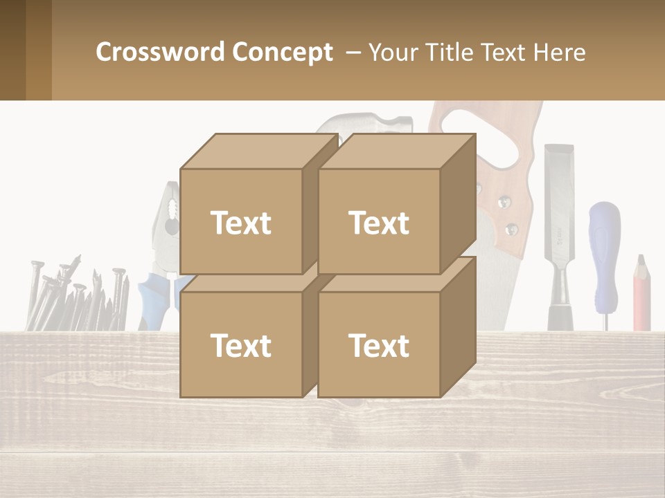 A Bunch Of Tools On A Wooden Table PowerPoint Template