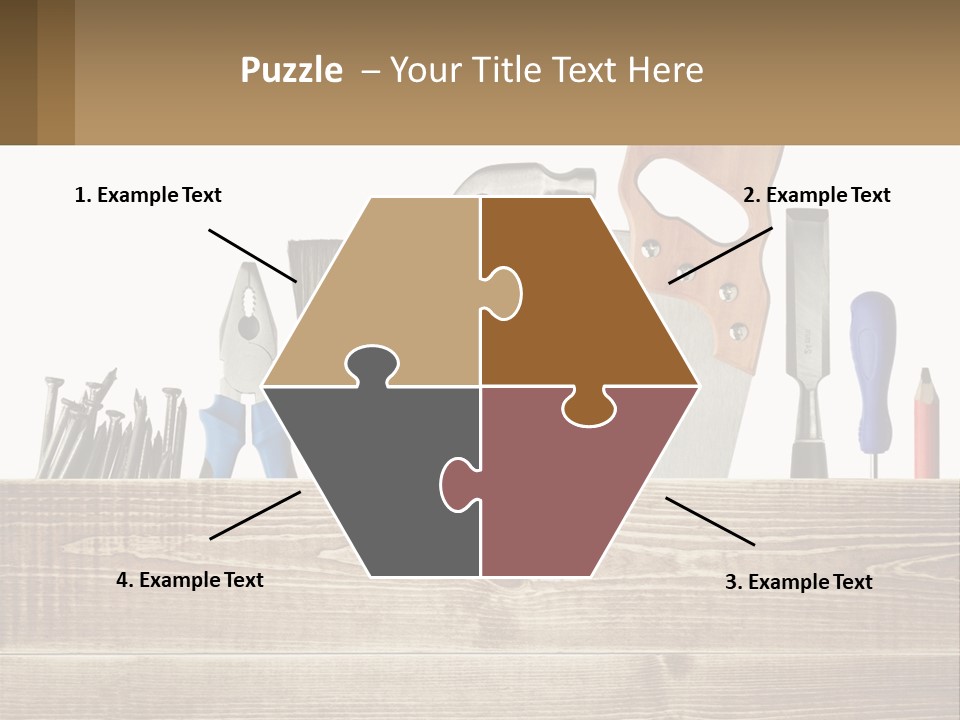 A Bunch Of Tools On A Wooden Table PowerPoint Template