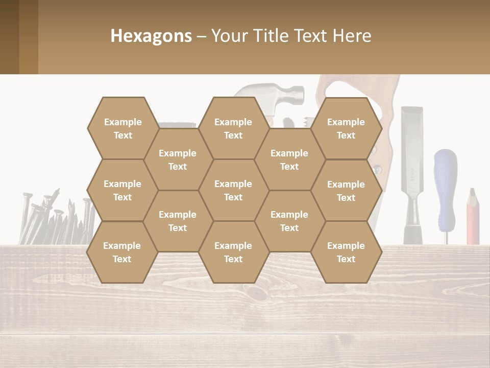 A Bunch Of Tools On A Wooden Table PowerPoint Template