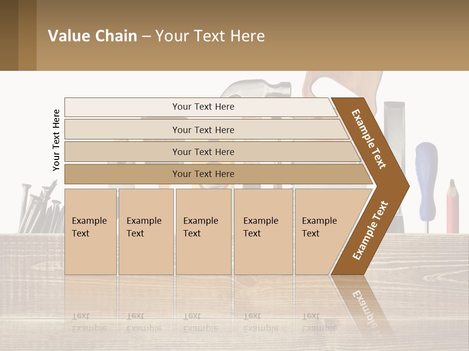 A Bunch Of Tools On A Wooden Table PowerPoint Template