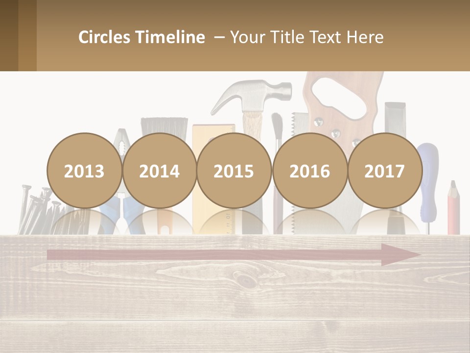 A Bunch Of Tools On A Wooden Table PowerPoint Template