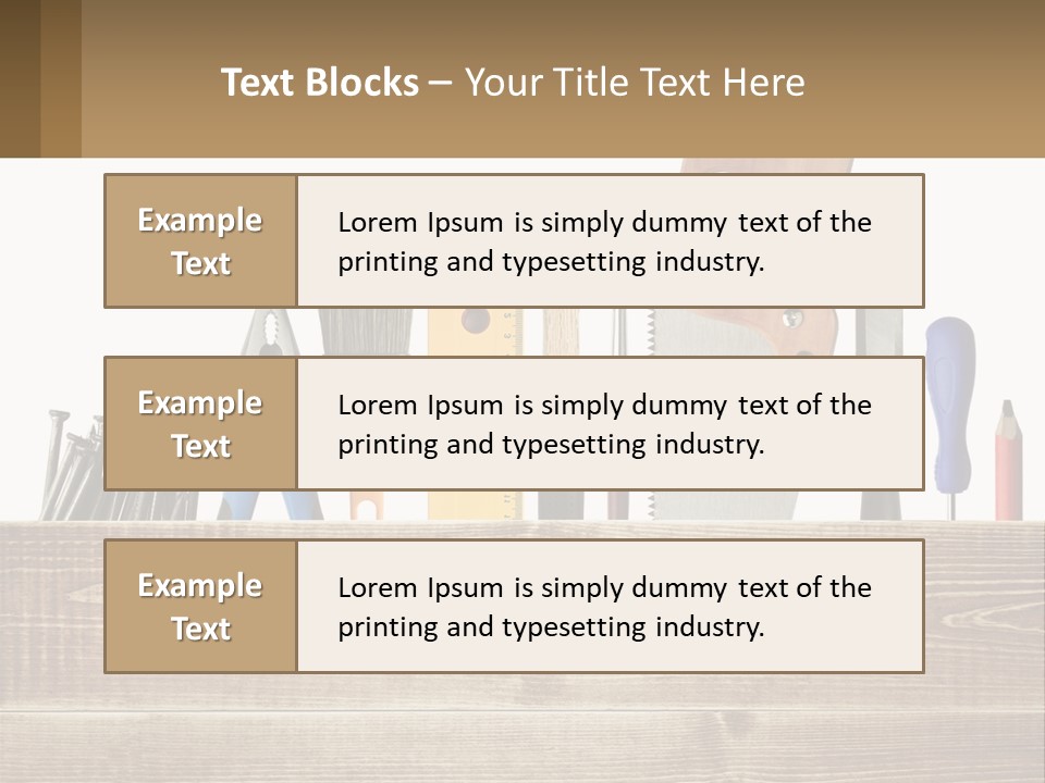 A Bunch Of Tools On A Wooden Table PowerPoint Template