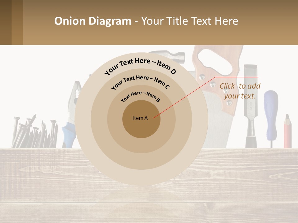 A Bunch Of Tools On A Wooden Table PowerPoint Template