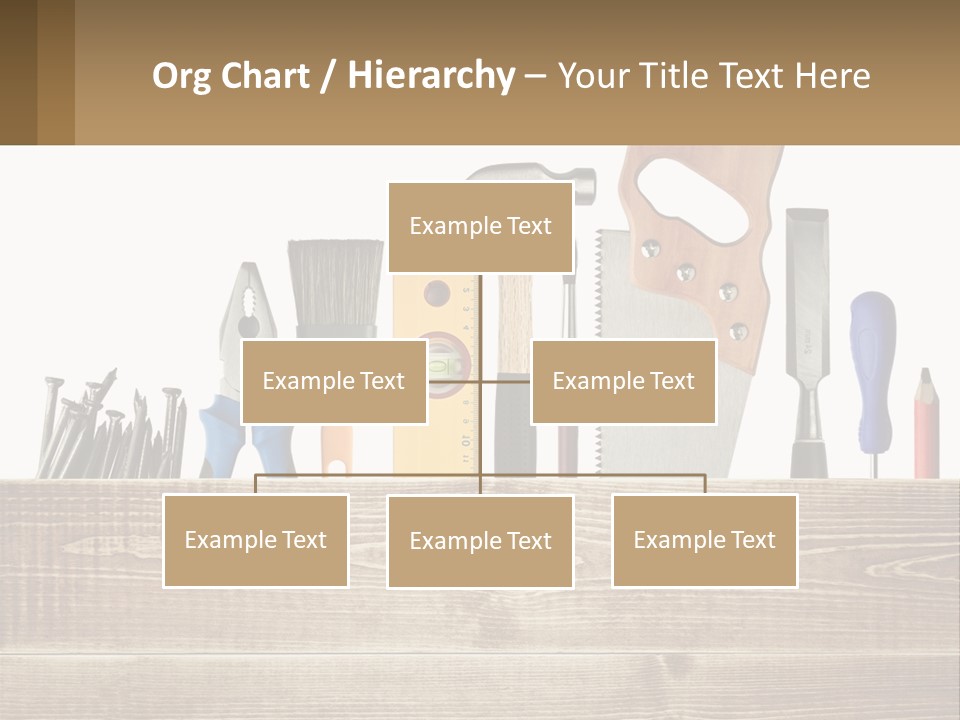 A Bunch Of Tools On A Wooden Table PowerPoint Template