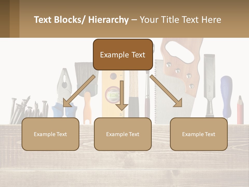 A Bunch Of Tools On A Wooden Table PowerPoint Template