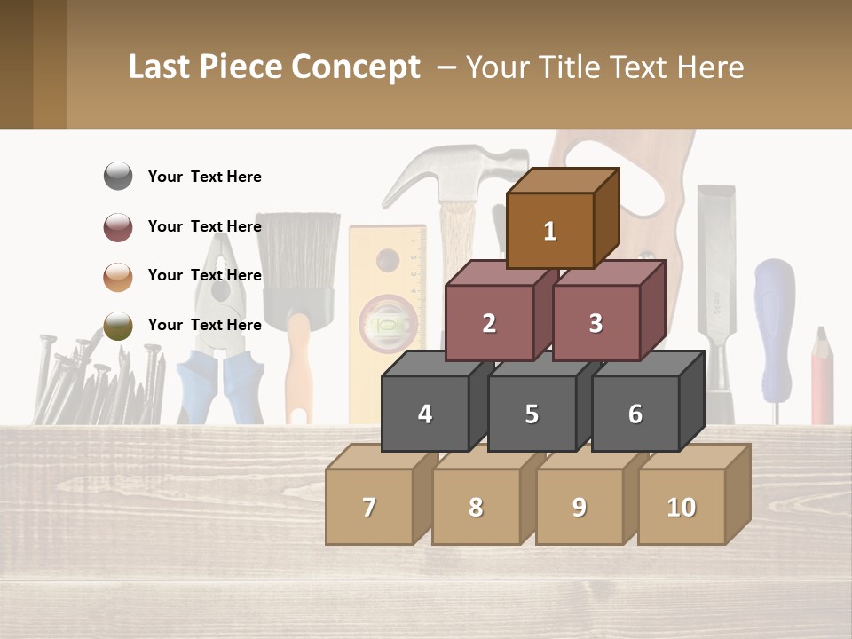 A Bunch Of Tools On A Wooden Table PowerPoint Template