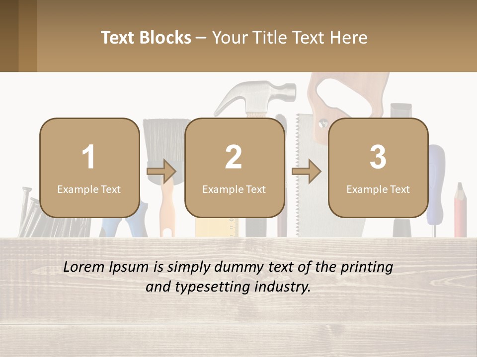 A Bunch Of Tools On A Wooden Table PowerPoint Template