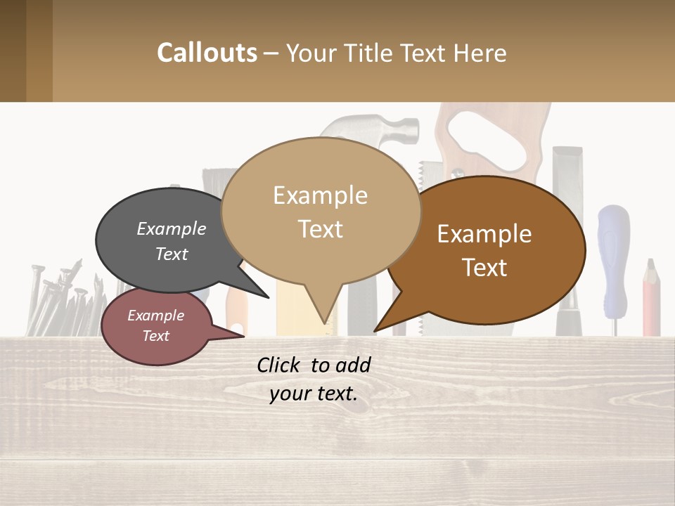 A Bunch Of Tools On A Wooden Table PowerPoint Template