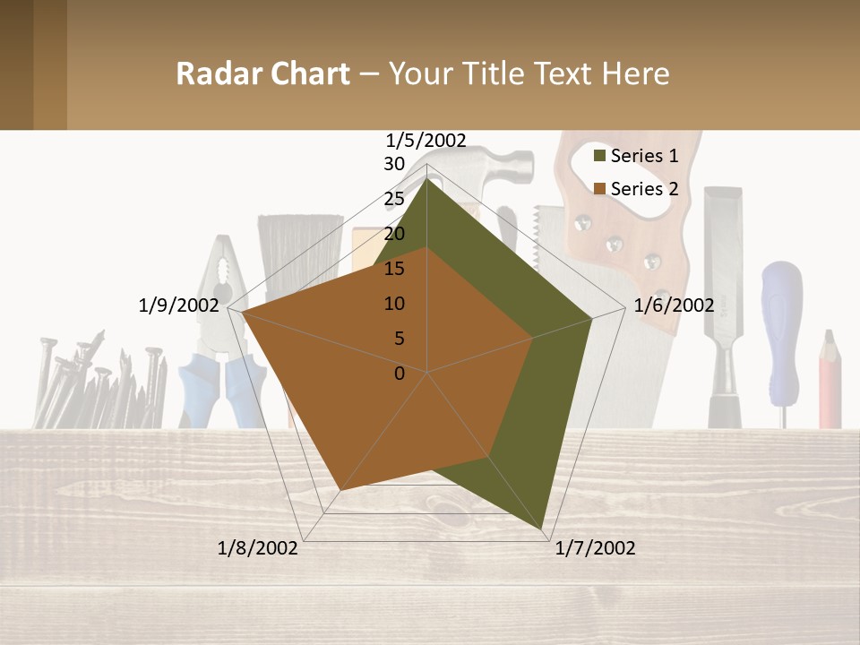 A Bunch Of Tools On A Wooden Table PowerPoint Template