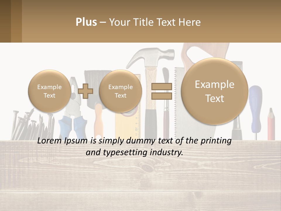 A Bunch Of Tools On A Wooden Table PowerPoint Template
