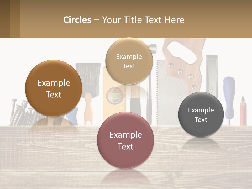 A Bunch Of Tools On A Wooden Table PowerPoint Template