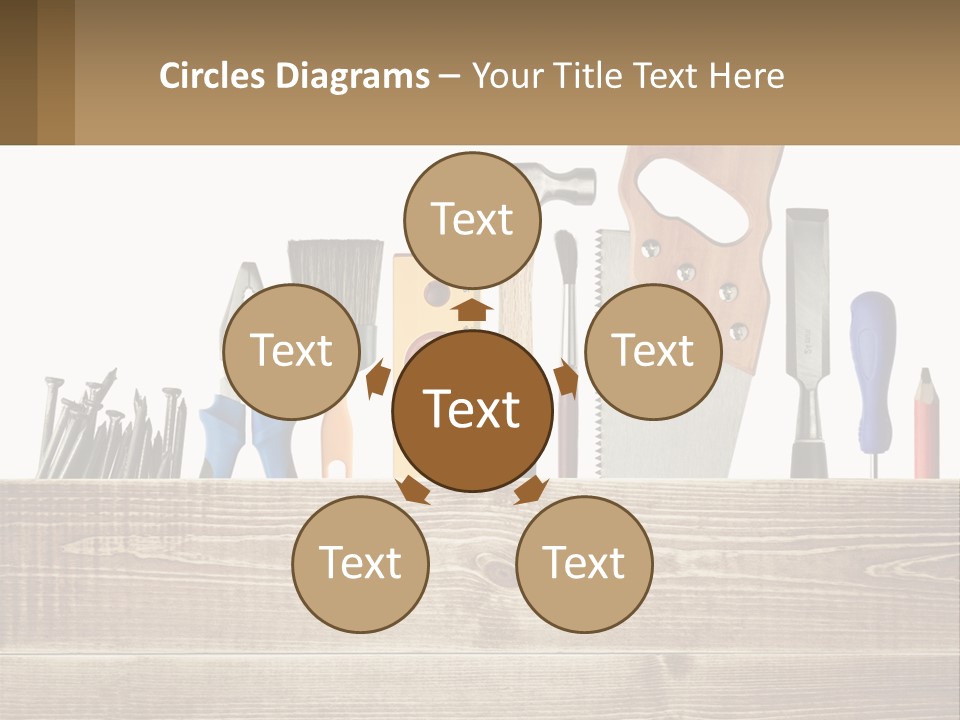 A Bunch Of Tools On A Wooden Table PowerPoint Template