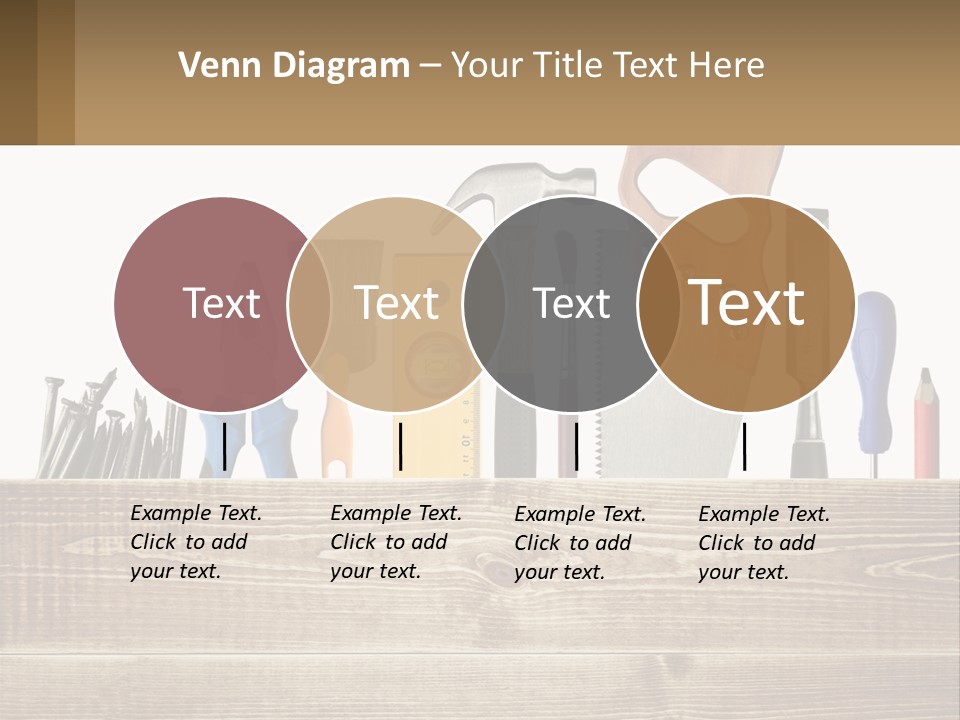 A Bunch Of Tools On A Wooden Table PowerPoint Template