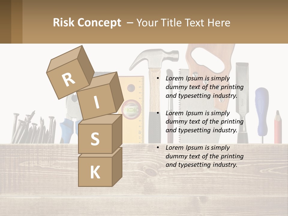 A Bunch Of Tools On A Wooden Table PowerPoint Template