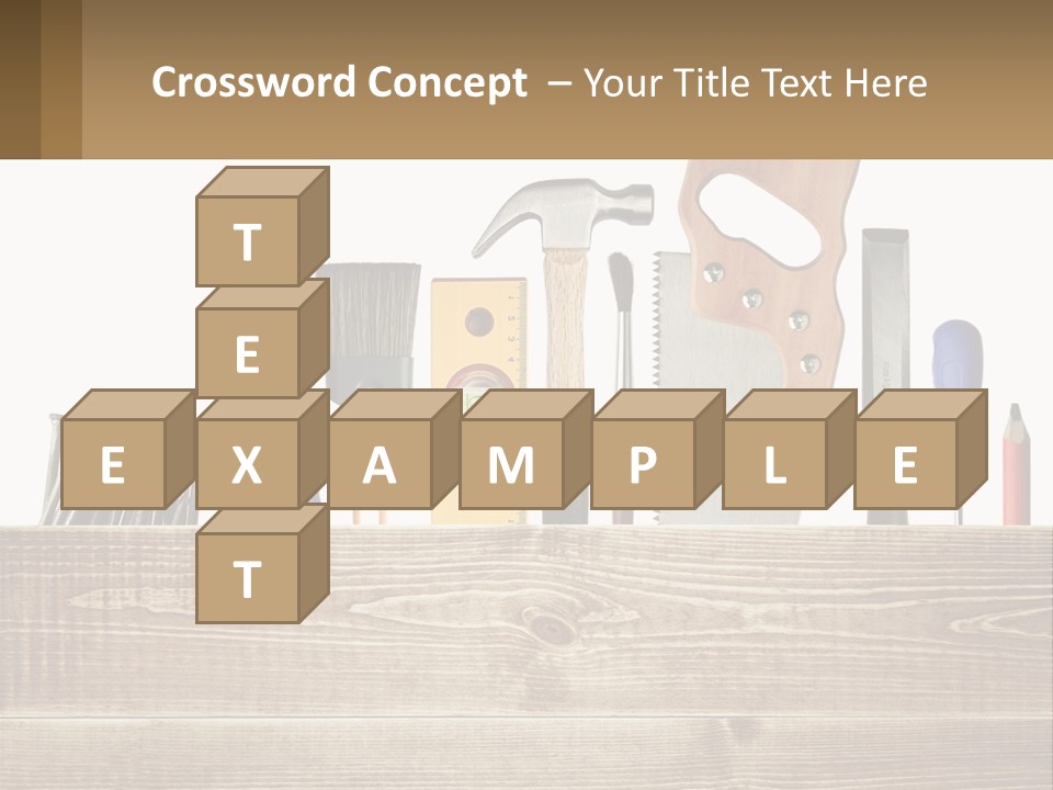 A Bunch Of Tools On A Wooden Table PowerPoint Template