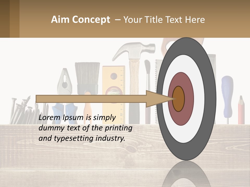 A Bunch Of Tools On A Wooden Table PowerPoint Template