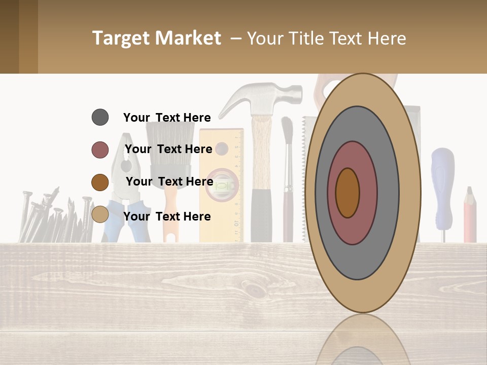 A Bunch Of Tools On A Wooden Table PowerPoint Template