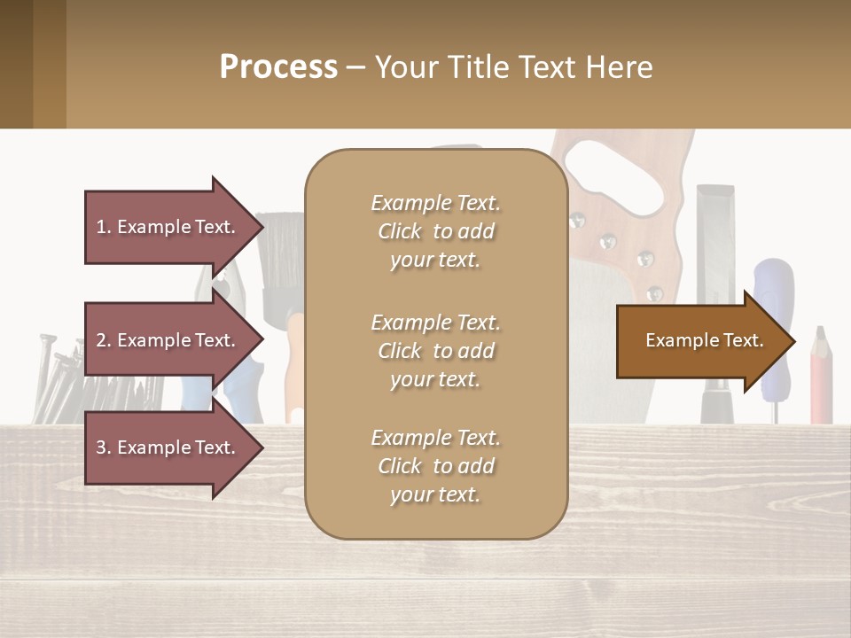 A Bunch Of Tools On A Wooden Table PowerPoint Template