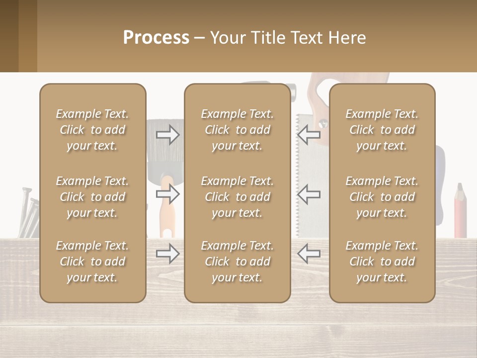 A Bunch Of Tools On A Wooden Table PowerPoint Template