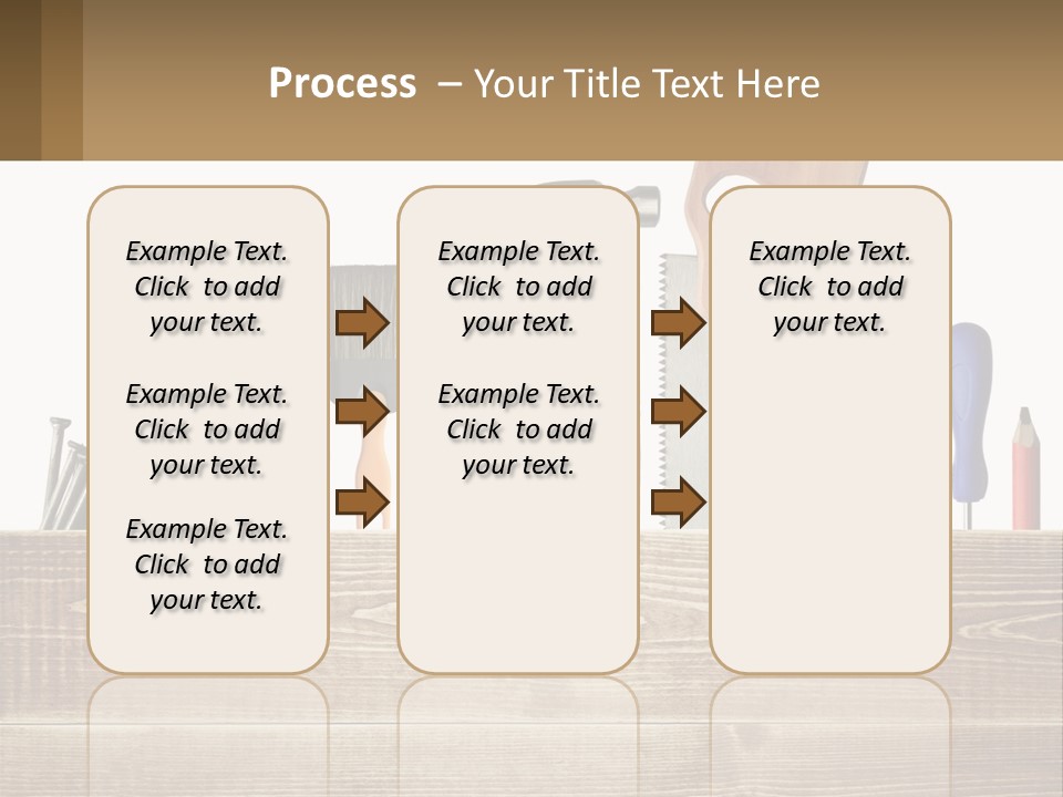 A Bunch Of Tools On A Wooden Table PowerPoint Template