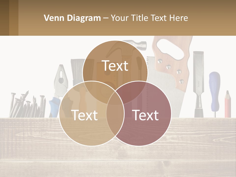 A Bunch Of Tools On A Wooden Table PowerPoint Template
